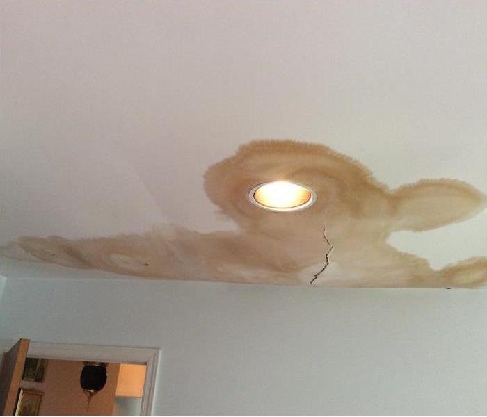 Ceiling with water damage near a pot light
